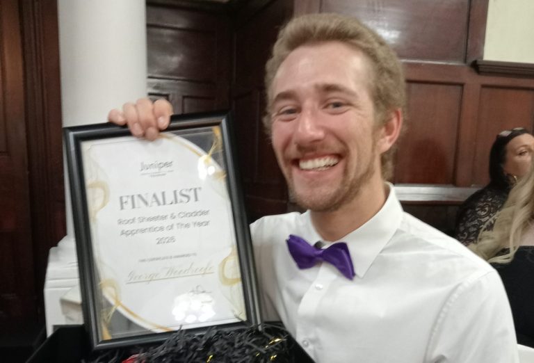 George Woodroofe nominated for Juniper Training’s ‘Roof Sheeter and Cladder Apprentice of The Year Award 2026